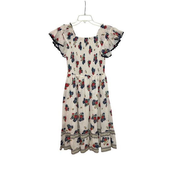 Tory Burch Ivory Tea Rose Floral Smocked Off Shoulder Midi Dress - Size S - Picture 8 of 10